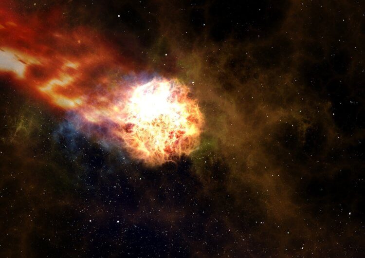 Зачем астрономам компьютерная симуляция? Так выглядит взрыв сверхновой в представлении художника. Фото.