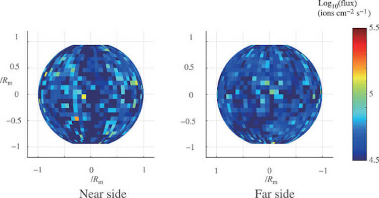 Углерод неравномерно распределен на сторонах Луны. Фото.