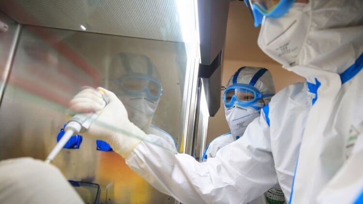В чем особенность китайской вакцины? Cнимок сделан 19 февраля 2020 года. На нем сотрудники лаборатории тестируют образцы, полученные от жителей провинции Хенан. Фото.