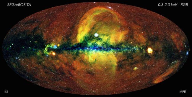 Получена первая карта наблюдаемой Вселенной в рентгеновском излучении. Фото.