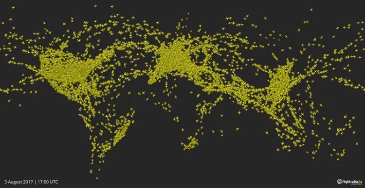 Карта полетов самолетов. Рисунок из самолётных рейсов. Фото.