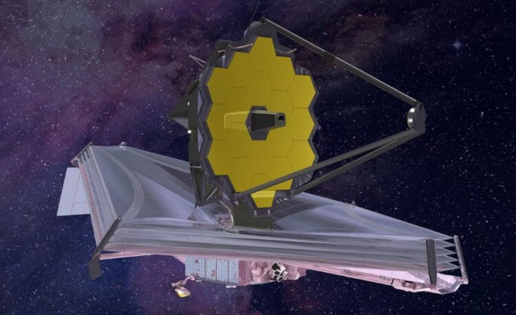 NASA назвало новую дату запуска телескопа «Джеймс Уэбб». Примерно так будет выглядеть «Дзеймс Уэбб» в космосе. Фото.