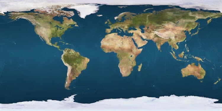 На Земле нашли еще один континент. Да, вот так сразу. Карта мира выглядит привычной, но мы видим не все континенты. Фото.