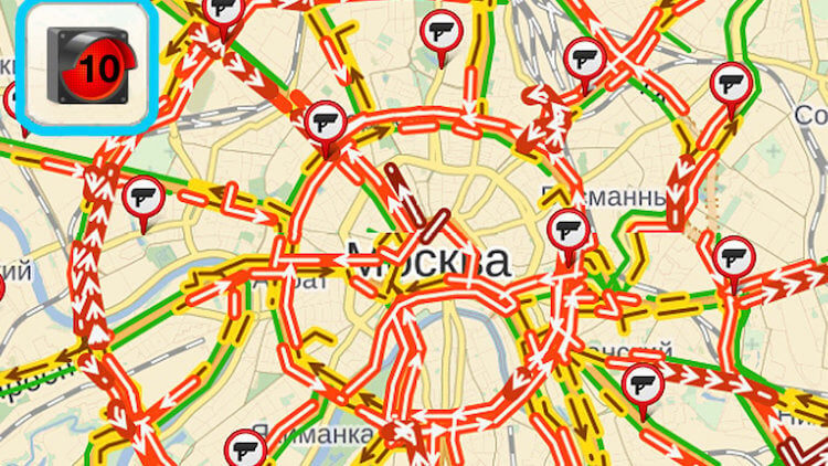 Что означают баллы загруженности дорог в Яндекс Картах. Ух, какая жуть…. Фото.