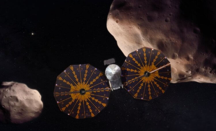 Зачем станция «Люси» займется изучением астероидов Юпитера? Примерно так будет выглядеть межпланетная станция «Люси». Фото.