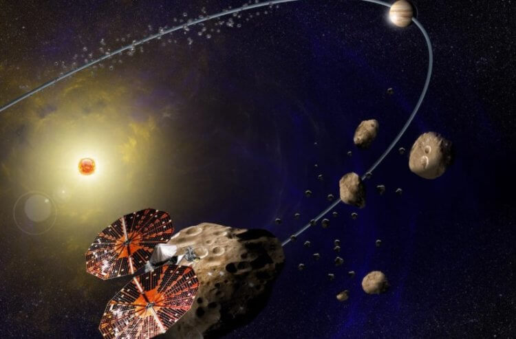 Старт миссии «Люси». «Люси» будет изучать троянские астероиды Юпитера. Фото.