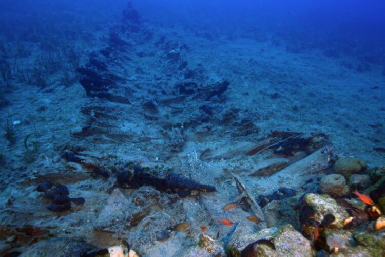 Затонувшие корабли в Эгейском море. Разумеется, древние корабли из дерева сохранились гораздо хуже, чем металлический «Титаник». Фото.