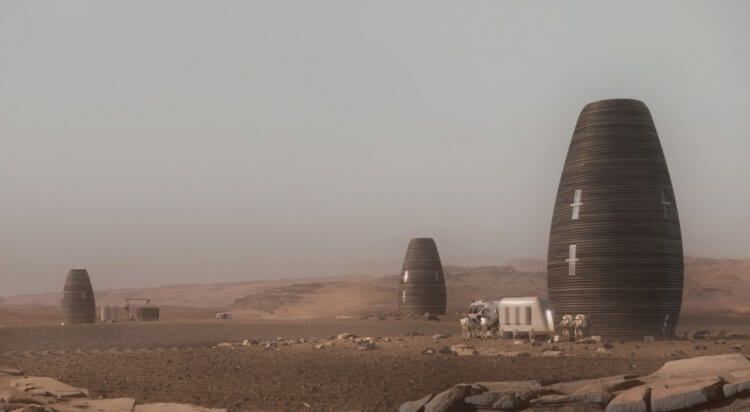 Из каких материалов можно строить дома на Марсе? Сооружения Marsha н поверхности Красной планеты. Фото.