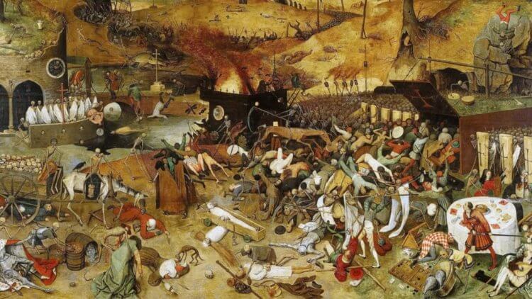 Опасность чумы. Картина Питера Брейгеля Старшего «Триумф Смерти». Фото.