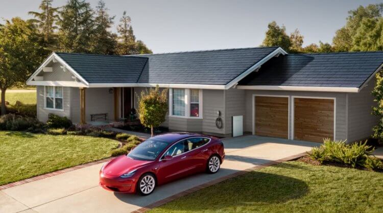 Идеальное будущее Илона Маска. Солнечные панели на крышах домов, электрические автомобили… Видимо, Илон Маск видит идеальное будущее именно таким. Фото.