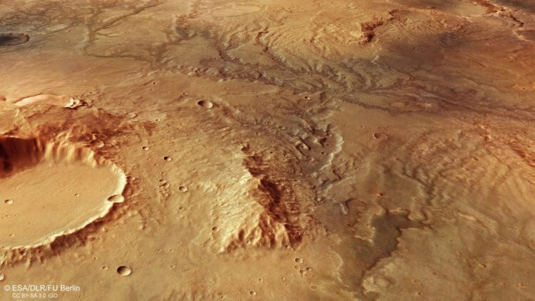 Куда пропала марсианская вода? Вид древней сети речных долин на Марсе. Фото.