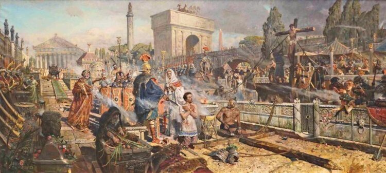 Великие цивилизации прошлого. Римская цивилизация возникла примерно в шестом веке до нашей эры. На пике своего могущества Римская империя управляла огромным участком земли, а все современные средиземноморские страны были частью древнего Рима. Фото.