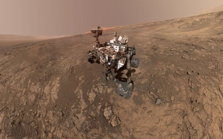 На Марсе найдены следы древнего наводнения. Аппарат «Кьюриосити» в кратере Гейла. Фото.