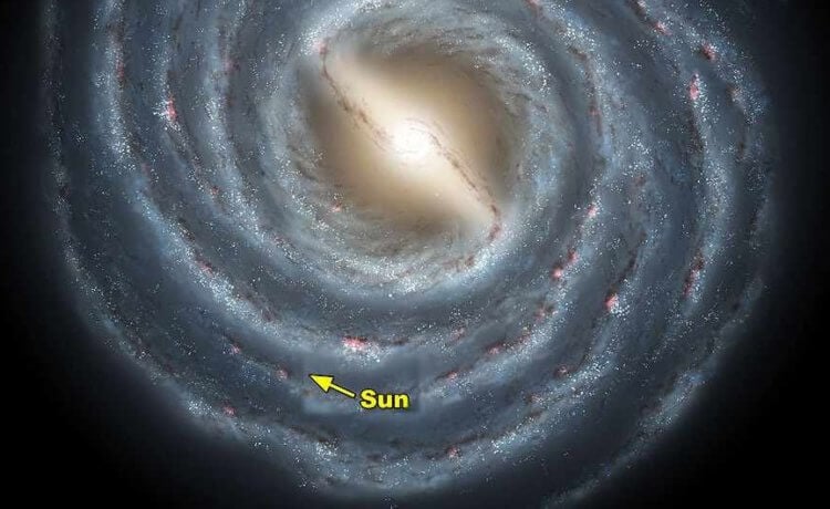 Жизнь на других планетах. Расположение Солнечной системы внутри галактики Млечный путь. Фото.