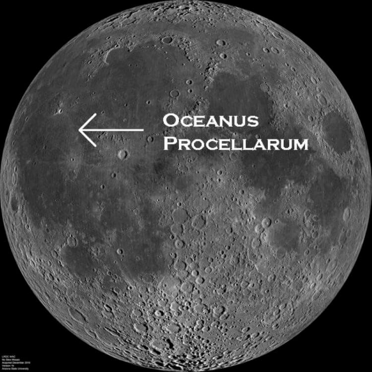 Как отправят груз на Луну? Расположение Океана Бурь. Фото.