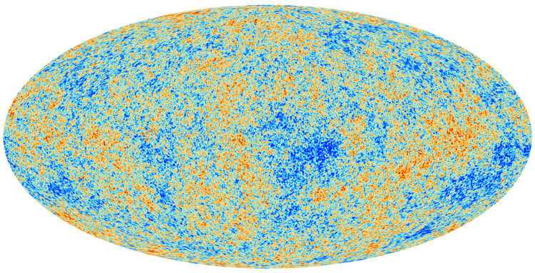 Как возникла Вселенная? Карта флуктуаций реликтового излучения в галактических координатах по данным космической обсерватории «Планк». Фото.