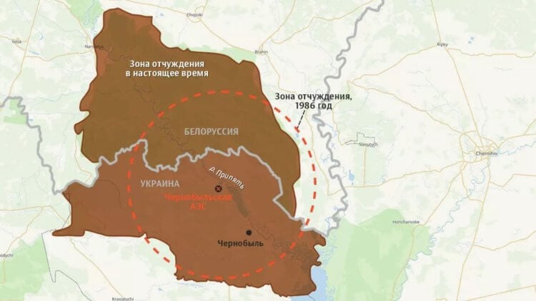Радиация — невидимая угроза. Карта зоны отчуждения, расположена на территории Украины и Белоруссии. Источник: РИА Новости. Фото.