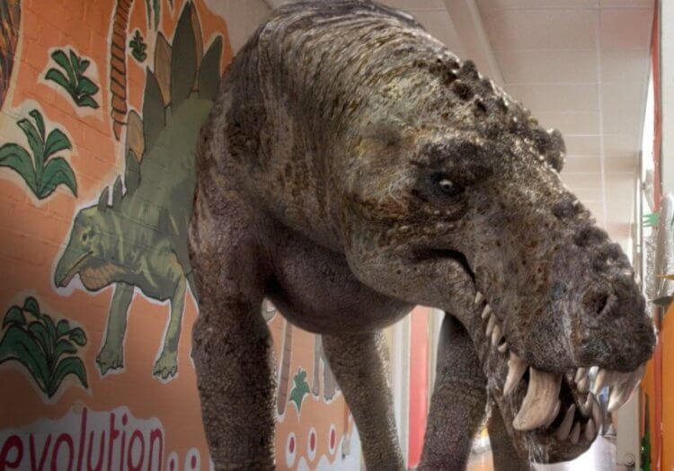 Зубы динозавров. Модель горгонопса. Фото.