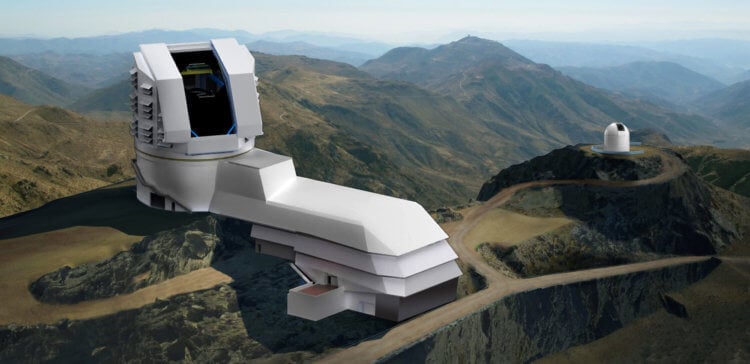 Обсерватория имени Веры Рубин (Чили). строящийся широкоугольный обзорный телескоп-рефлектор, предназначенный для съёмки доступной области неба каждые три ночи. Фото.