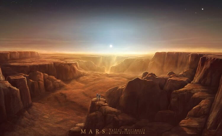 Долины Маринер на Марсе. Долины Маринер в представлении художника. Фото.