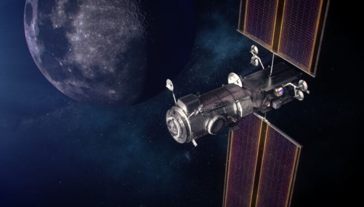 Сборка окололунной станции Gateway. Для отправки модулей станции Gateway на орбиту Луны будет использована ракета SpaceX. Фото.
