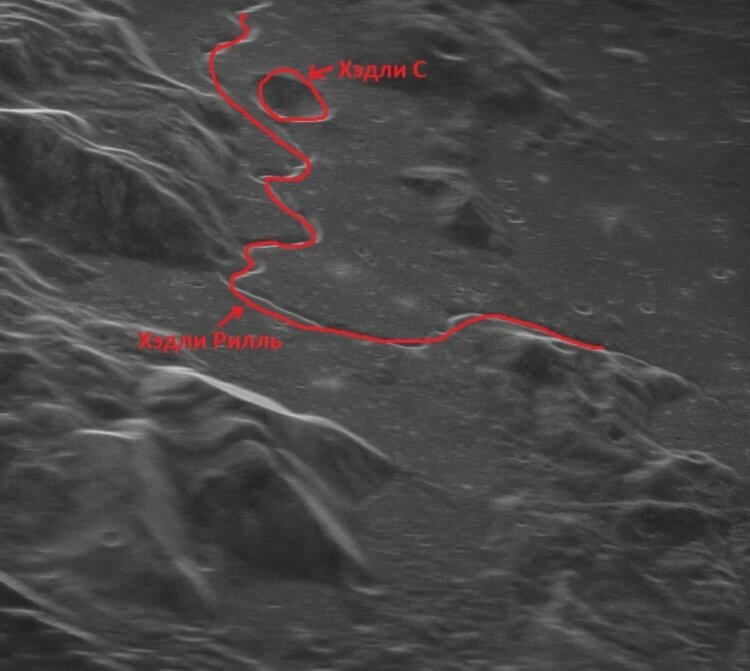 Самая четкая фотография Луны от земного телескопа. ратер Хэдли С и лавовая трубка Хэдли Рилль. Фото.