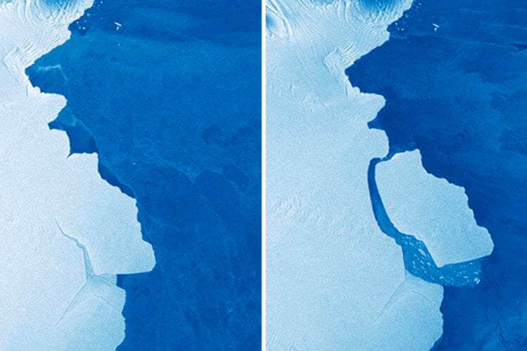 Зачем нашей планете цифровой двойник? Айсберг площадью около 1 270 квадратных километров, что сопоставимо с территорией Санкт-Петербурга, откололся от шельфового ледника Брант в Антарктиде. Трещина на леднике появилась более 10 лет назад. Фото.