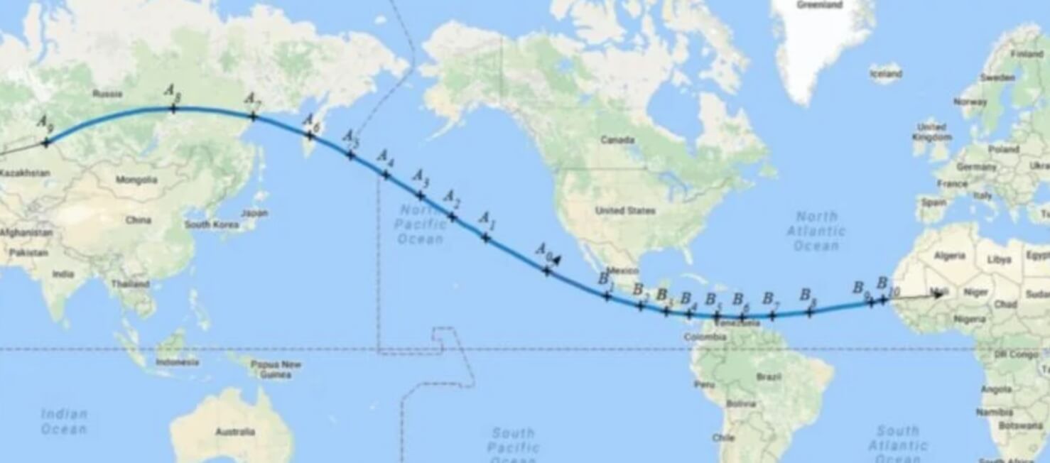 Места на Земле, которые может затронуть Апофис. Источник: dzen.ru. Фото.