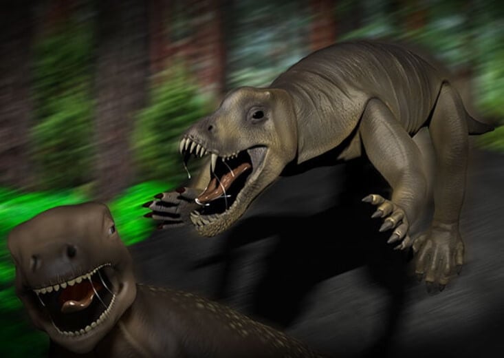 Миллионы лет назад на Земле жил 6-метровый монстр. И это не динозавр. Антеозавр в представлении художника. Фото.
