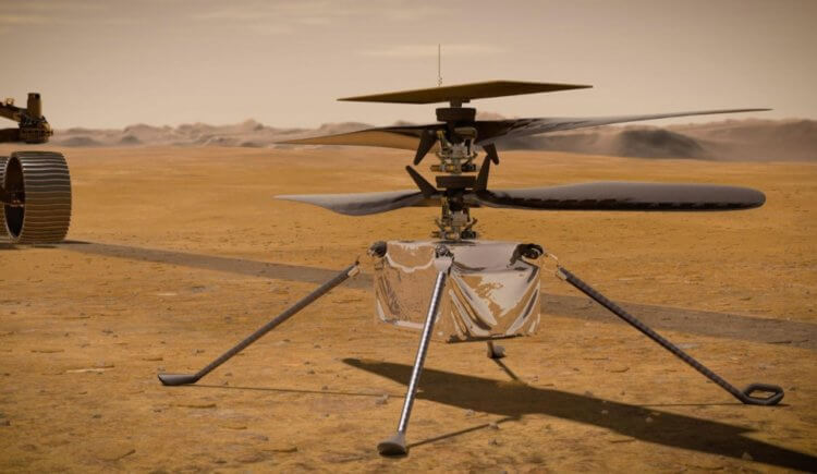 Вертолет Ingenuity для изучения Марса. Вертолет Ingenuity. Фото.