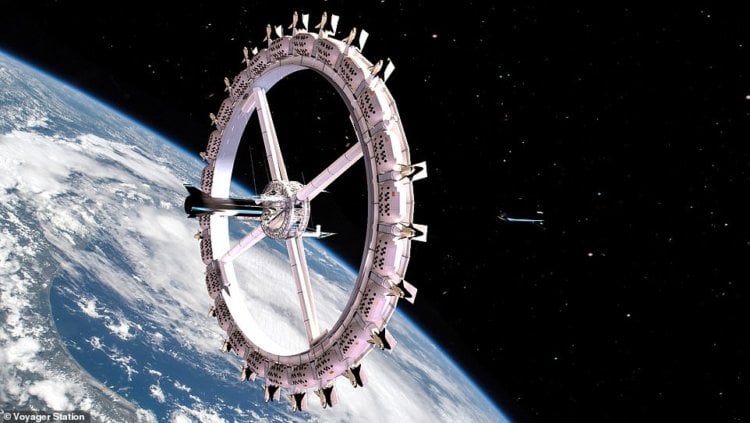 В 2027 году в космосе появится отель на 400 человек, но люди в него не верят. Космический отель Voyager в представлении художника. Фото.