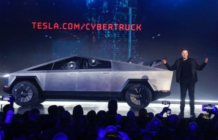 Что такое Tesla Cybertruck? Кадр с презентации Tesla Cybertruck. Фото.