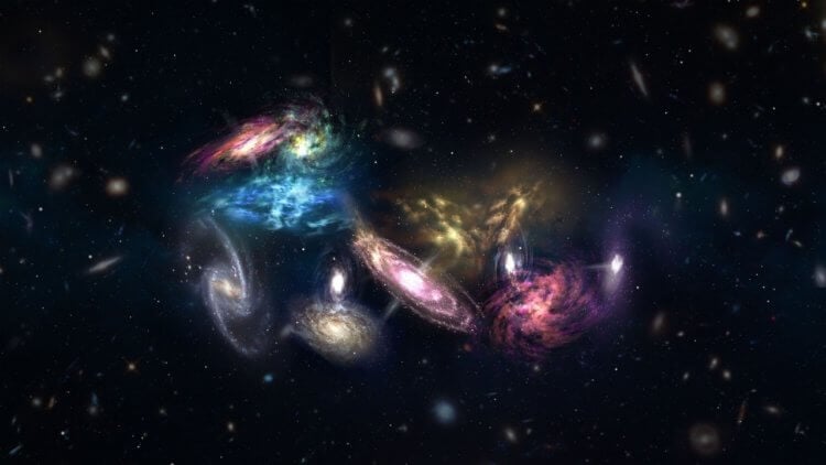 Крупномасштабные структуры Вселенной. Миллиарды галактик, похоже, обладают подобием «коллективного поведения». Фото.