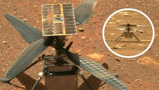 Вертолет NASA совершил свой первый полет на Марсе. Фото.