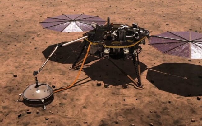 Аппарат InSight для изучения Марса рискует завершить свою миссию. Ему не хватает энергии. Фото.