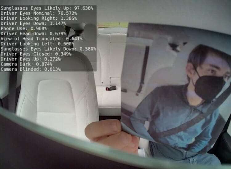 Как обмануть автопилот Tesla? Обман камеры внутри салона автомобиля Tesla. Фото.