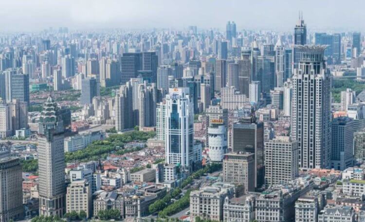 Панорама Шанхая. Город Шанхай. Фото.