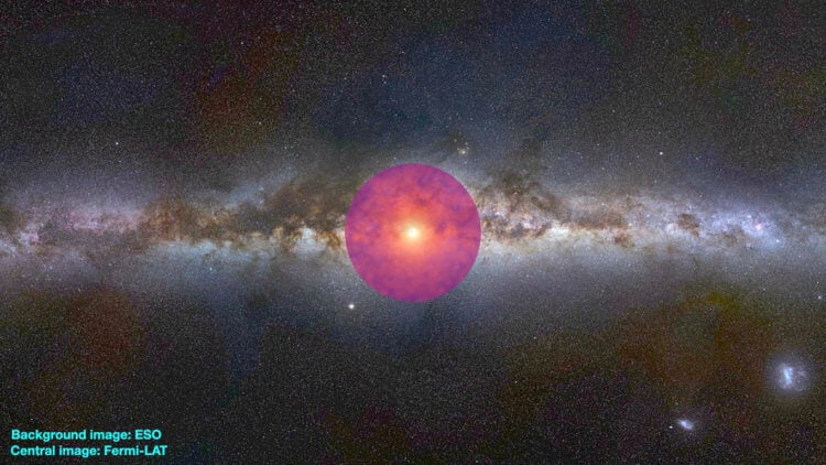 Темная материя в сердце Галактики. Таинственное свечение в центре Млечного Пути может свидетельствовать о наличии сгустка темной материи. Фото.