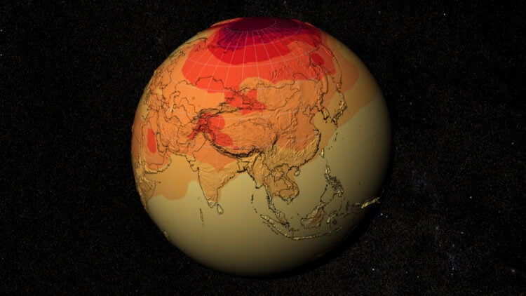 Глобальная температура на планете к концу века может вырасти почти на 2,5 градуса. Климатические модели проецируют глобальные температуры 21 века. Фото.