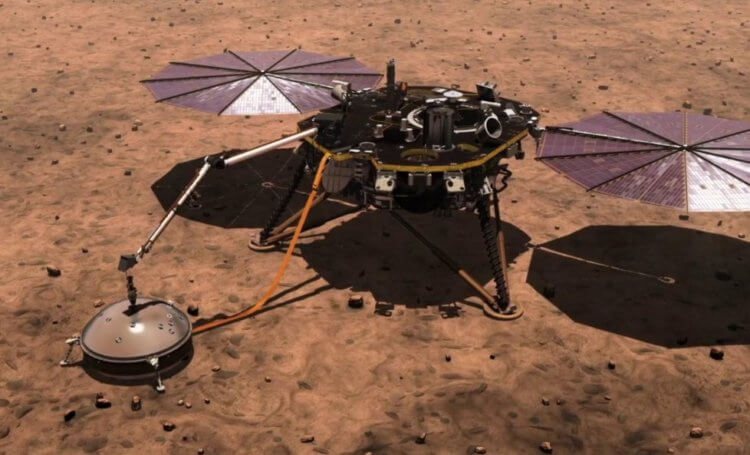 Возможно ли извержение вулкана на Марсе? Аппарат InSight для изучения марсотрясений. Фото.