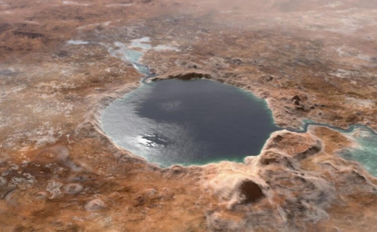 Доставка марсианского грунта на Землю. Когда-то давно кратер Езеро мог выглядеть так. Фото.