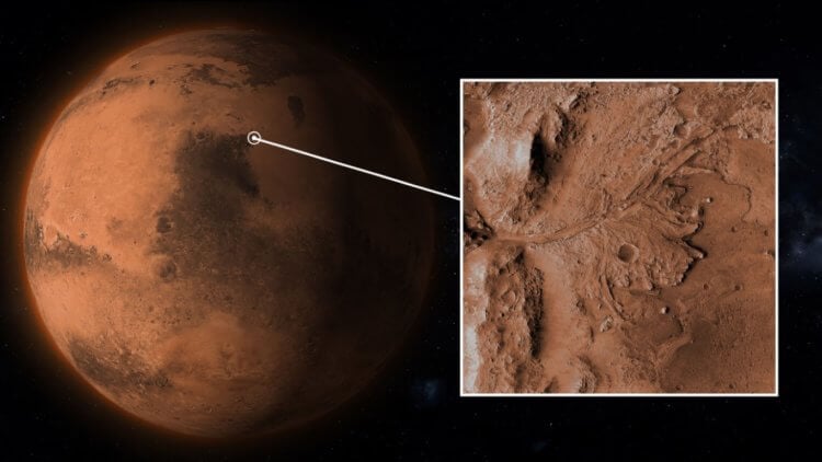 Доставка марсианского грунта на Землю. Местоположение кратера Езеро на Марсе. Фото.