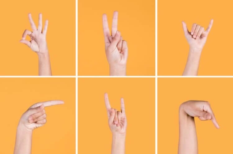 Формирование на основе жестов. По сути, первым языком в мире был язык жестов. Фото.