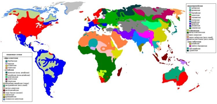 Когда люди научились говорить? Карта языков мира. Фото.
