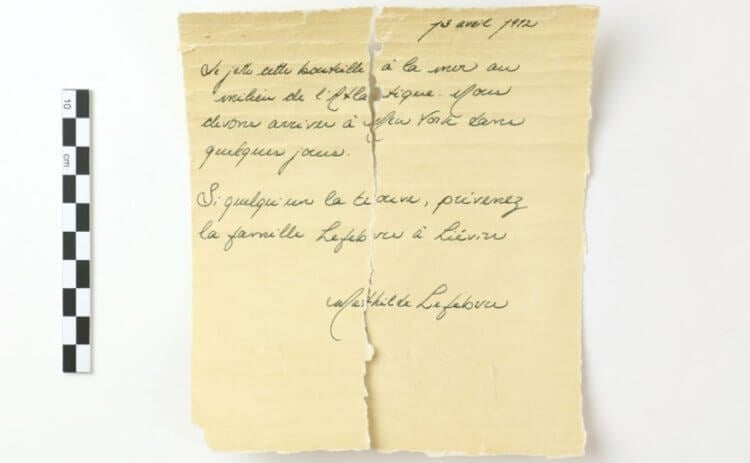 Загадочное письмо из «Титаника». А вот и само письмо. Фото.