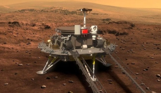 Китайский марсоход «Чжужун» успешно сел на поверхность Марса. Фото.