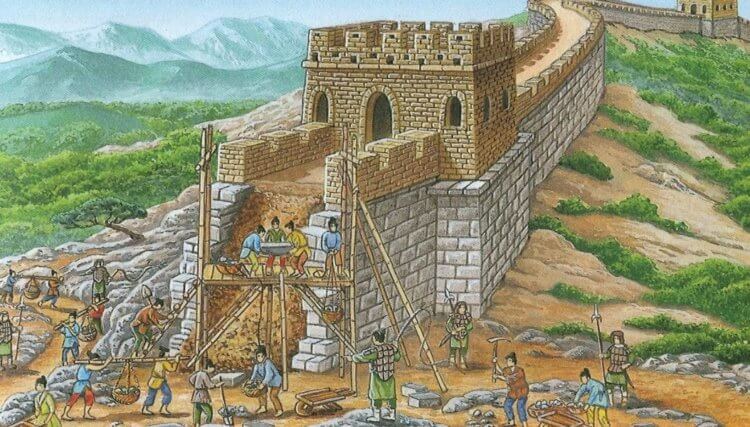 Как строили Китайскую стену? Строительство Китайской стены по версии другого художника. Фото.