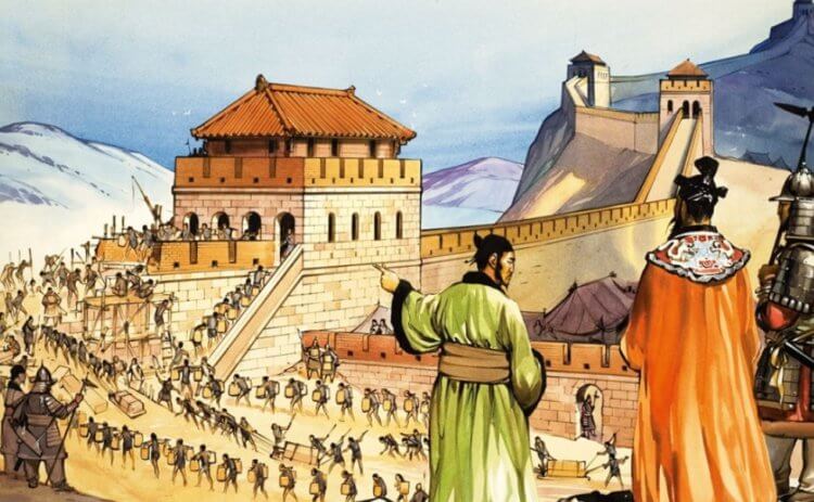 Как строили Китайскую стену? Строительство Великой Китайской стены в представлении художника. Фото.