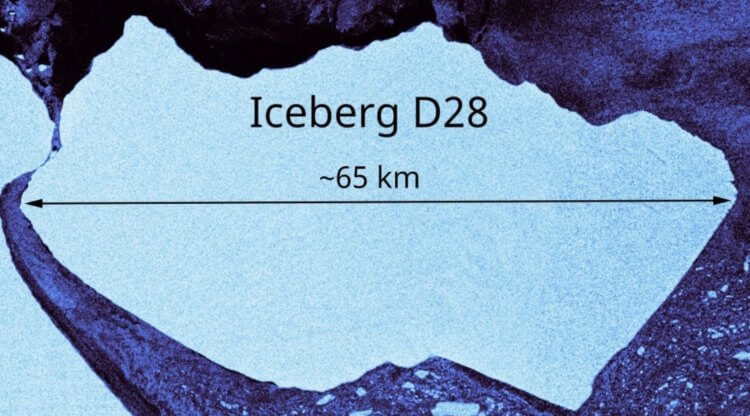 Причина исчезновения озера. Длина айсберга D28. Фото.
