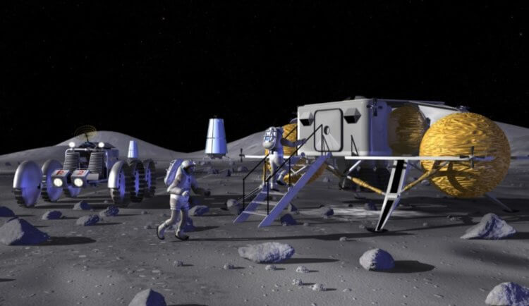 Лунная станция России и Китая. Как будет выглядеть лунная станция России и Китая пока неизвестно. На изображении — концепт проекта Lunar Outpost от NASA. Фото.